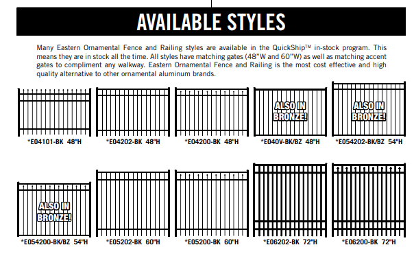 Aluminum Fence Styles